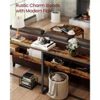 VASAGLE Tavolino da Ingresso a 2 Livelli, Tavolino Console Stretto, Scomparti Semi-Aperti, 23,9 x 100,1 x 80 cm