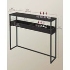 VASAGLE Tavolino da Ingresso a 2 Livelli, Tavolino Console Stretto, Scomparti Semi-Aperti, 23,9 x 100,1 x 80 cm