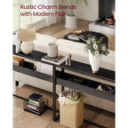 VASAGLE Tavolino da Ingresso a 2 Livelli, Tavolino Console Stretto, Scomparti Semi-Aperti, 23,9 x 100,1 x 80 cm