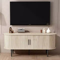 JVNOXK 47 Modern TV Console Table with Storage Compartment and Sliding Door, Gaming Entertainment Center with Cabinet for Living RoomNatural