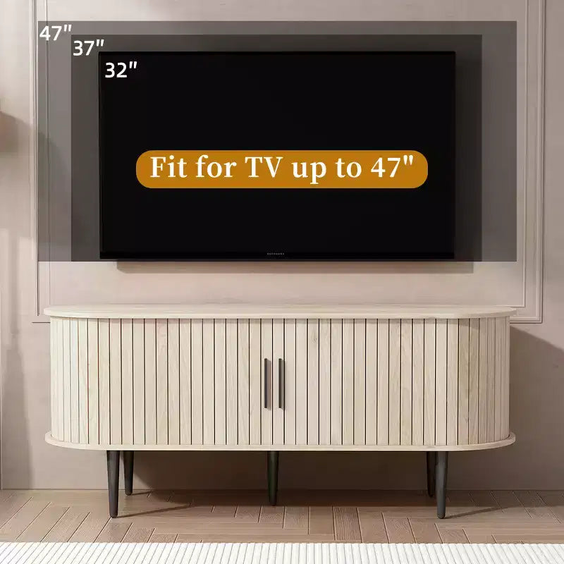 JVNOXK 47 Mobile TV Moderno con Vano Portaoggetti e Anta Scorrevole, Centro di Intrattenimento Gaming con Armadietto per SoggiornoNaturale