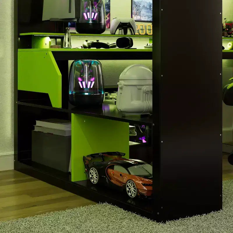 Letto a soppalco Whisen Full Wood con presa di corrente e porte USB/Type-C, gestione cavi integrata