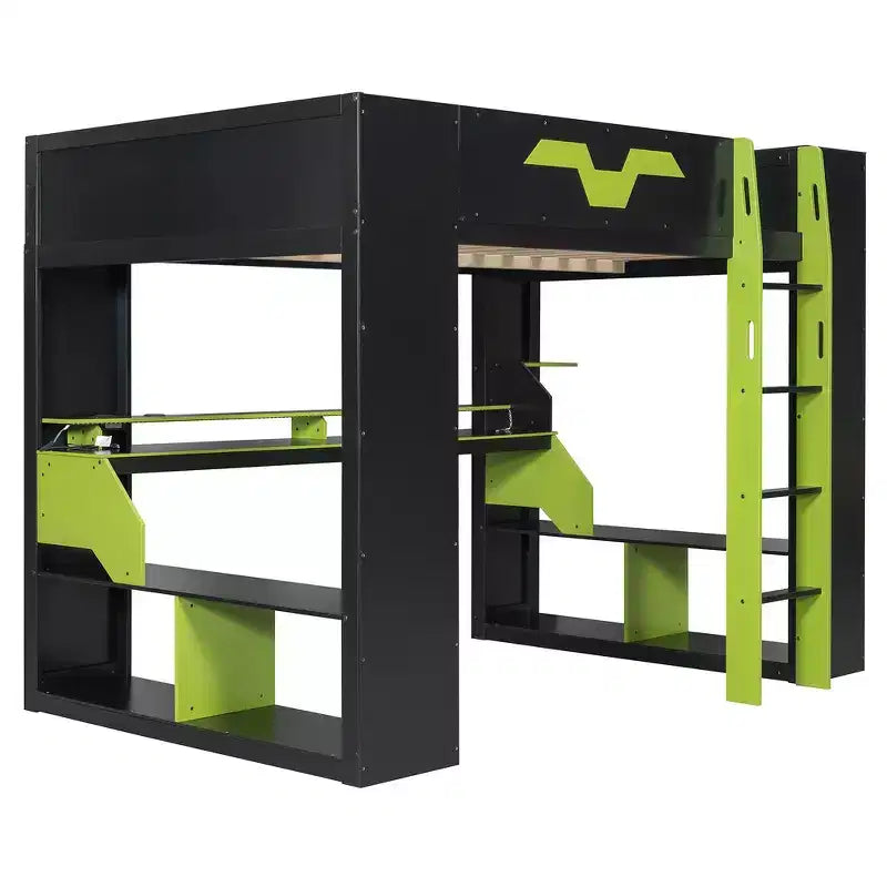 Letto a soppalco Whisen Full Wood con presa di corrente e porte USB/Type-C, gestione cavi integrata
