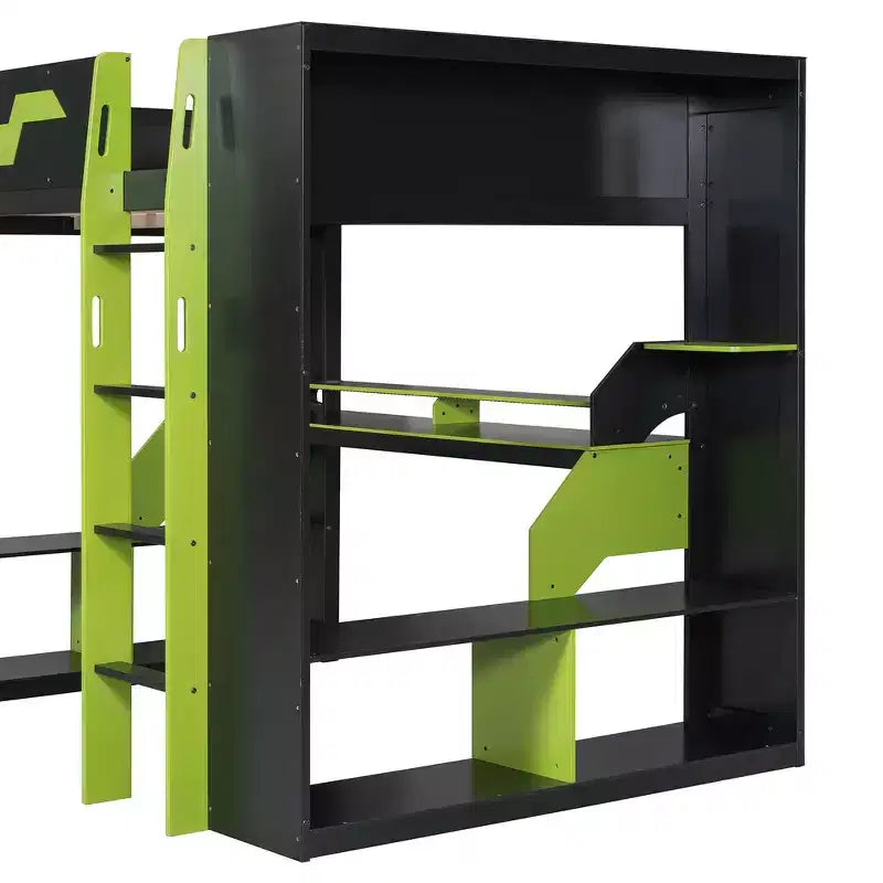 Letto a soppalco Whisen Full Wood con presa di corrente e porte USB/Type-C, gestione cavi integrata