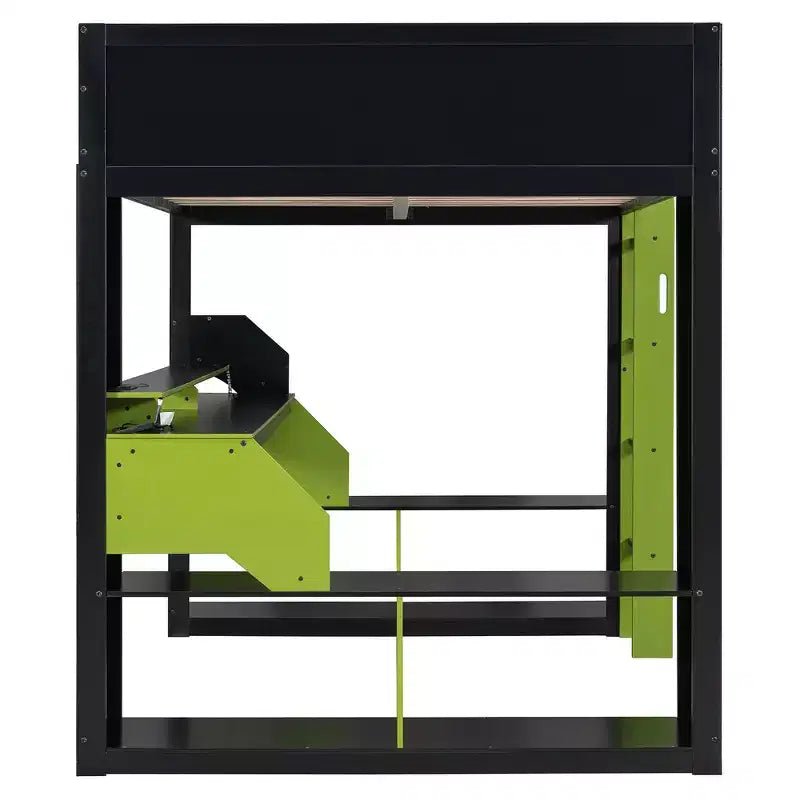 Letto a soppalco Whisen Full Wood con presa di corrente e porte USB/Type-C, gestione cavi integrata