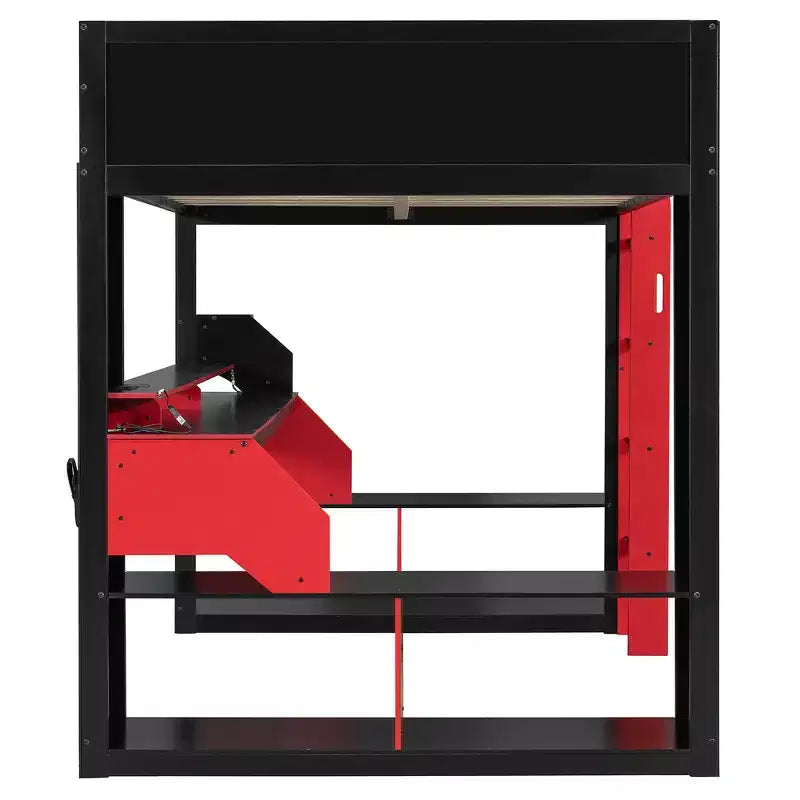 Letto a soppalco Whisen Full Wood con presa di corrente e porte USB/Type-C, gestione cavi integrata
