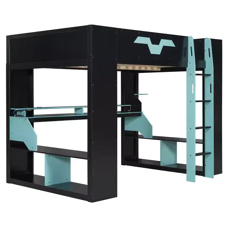 Letto a soppalco Whisen Full Wood con presa di corrente e porte USB/Type-C, gestione cavi integrata