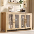 Buffet Cabinet with Storage, 59 Sideboard Credenza with Tempered Glass Doors, Wood Buffet Table for Living Room, Dining Room, Kitchen