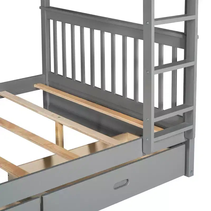 Letto a castello e struttura letto Whisen a due piazze con scalette e due cassetti portaoggetti