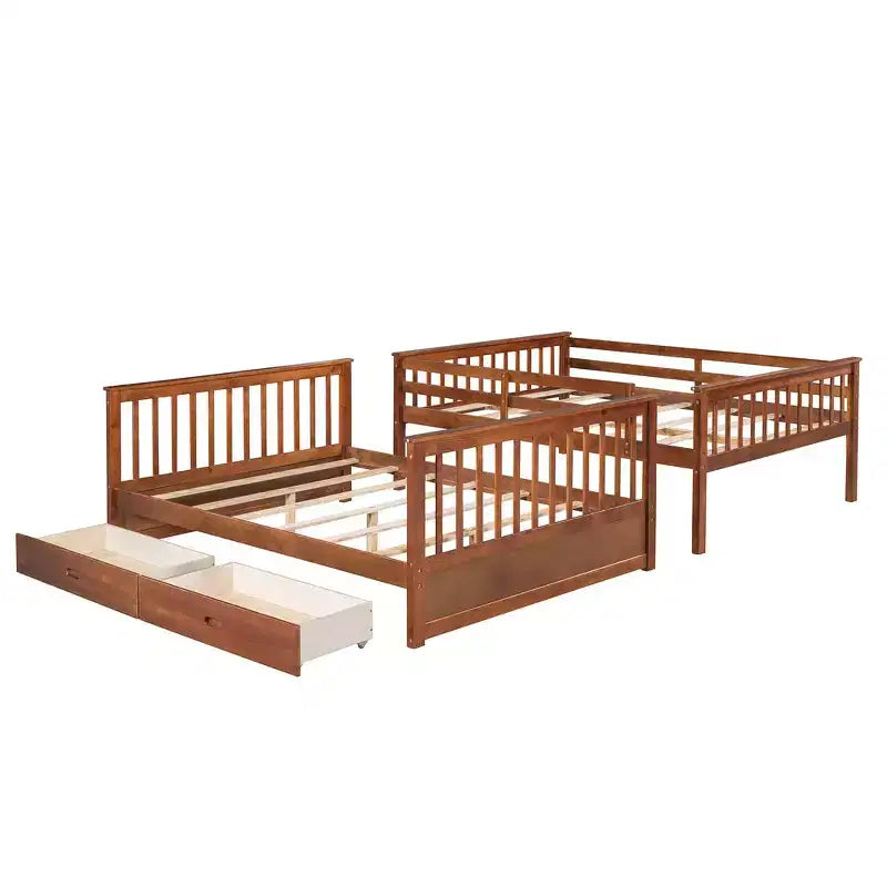 Letto a castello e struttura letto Whisen a due piazze con scalette e due cassetti portaoggetti