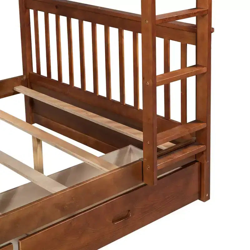 Letto a castello e struttura letto Whisen a due piazze con scalette e due cassetti portaoggetti