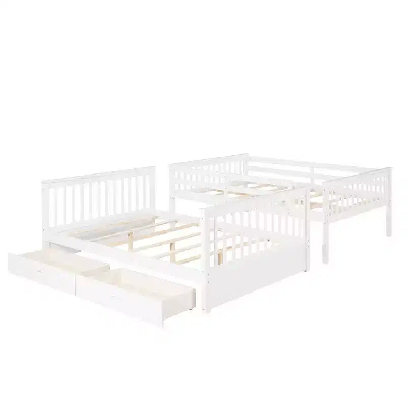 Letto a castello e struttura letto Whisen a due piazze con scalette e due cassetti portaoggetti