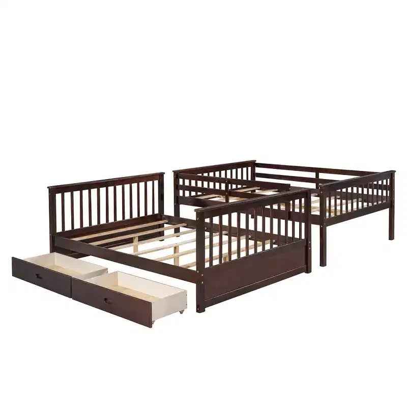 Letto a castello e struttura letto Whisen a due piazze con scalette e due cassetti portaoggetti