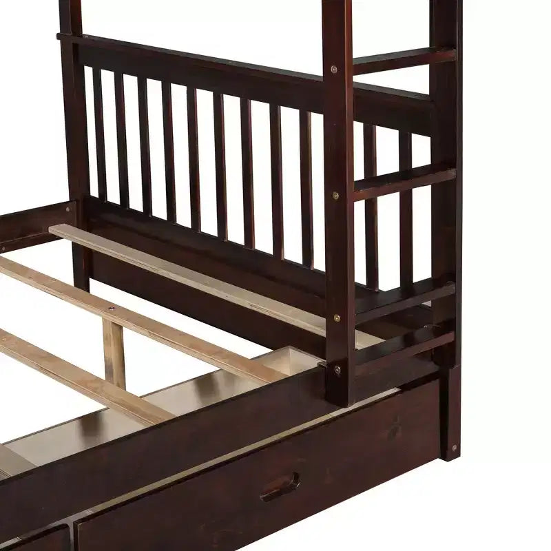 Letto a castello e struttura letto Whisen a due piazze con scalette e due cassetti portaoggetti